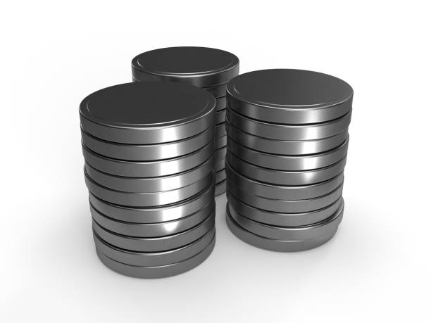 3D illustration of stacked silver coins