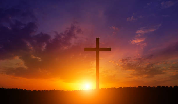 istock Good Friday concept. Cross on sky background. 1428003469