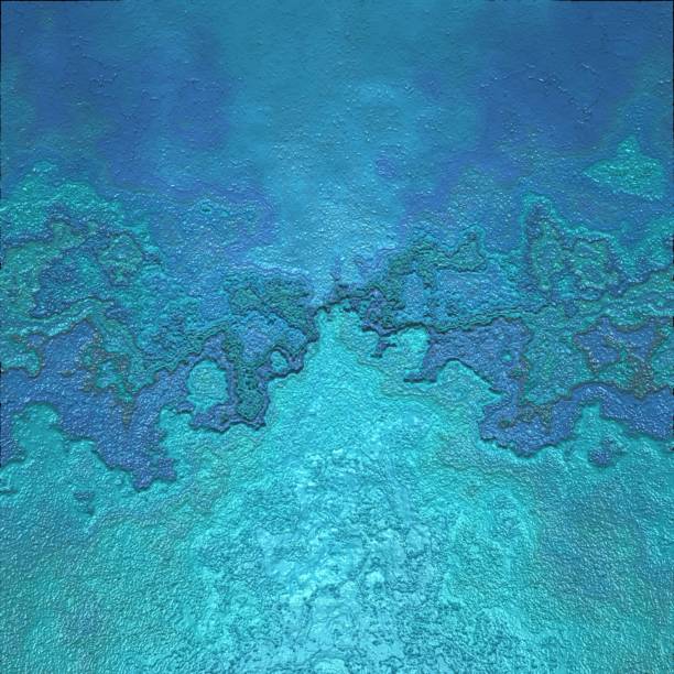 istock Aerial sea, ocean texture in blue color. Abstract marble, ink, water 3D illustration background 1428010114