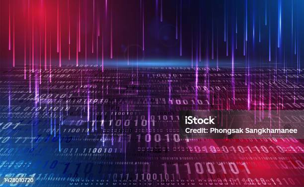 Digital Technology Binary Code Blue Background Matrix Cyber Technology ...