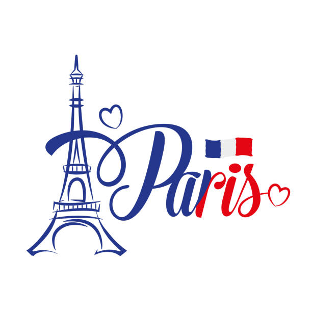 ilustrações de stock, clip art, desenhos animados e ícones de abstract eiffel tower paris flag of france symbol - paris france eiffel tower france europe