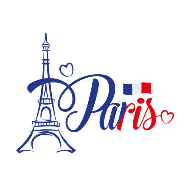 Vector illustration of Abstract Eiffel Tower Paris Flag Of France Symbol