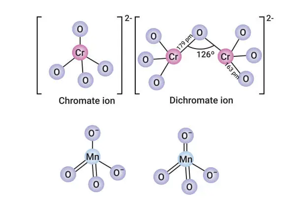 Vector illustration of Dichromate ion and Chromate ion.