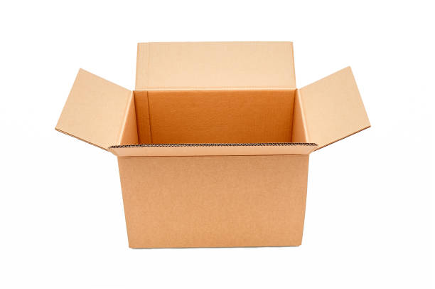istock Open cardboard box close up isolated on a white background 1428040062
