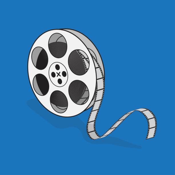 illustrazioni stock, clip art, cartoni animati e icone di tendenza di rotolo di film in cartoon design in sfondo blu per il modello della giornata mondiale per il patrimonio audiovisivo - animal background audio