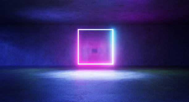 istock Glowing outline of neon light square 1428049857