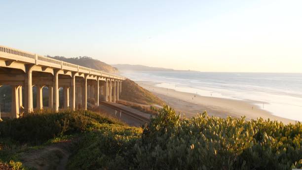 istock Bridge on pacific coast highway, Torrey Pines beach sunset, California road trip 1428052692