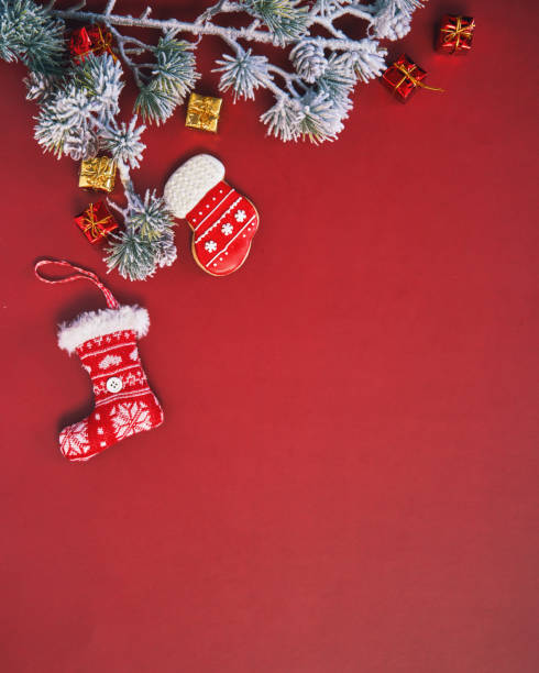 istock Decorated Gingerbread Christmas Cookies on Christmas Background 1428059057