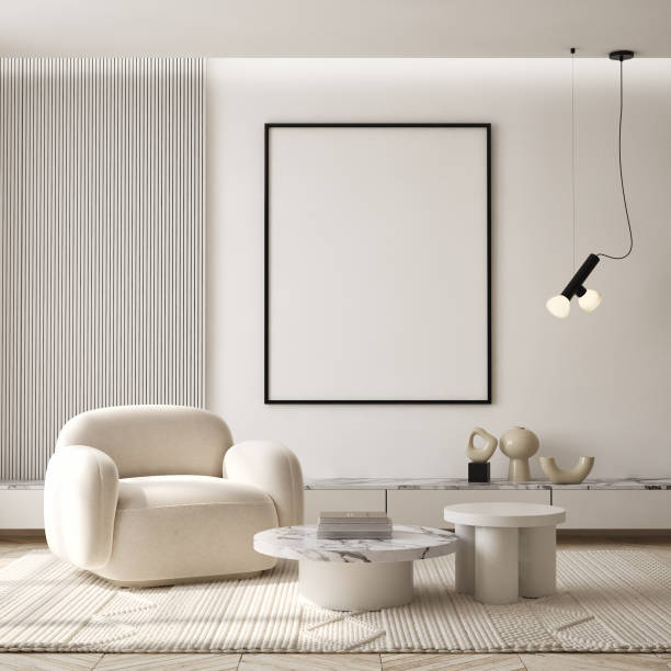 istock mock up poster frame in modern interior background, living room, Scandinavian style, 3D render, 3D illustration 1428062270