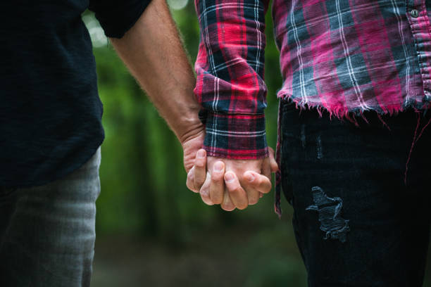 istock Gay couple holding hands 1428071745