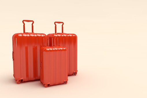 Red Travel suitcase on white background