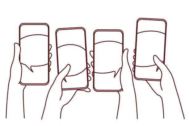 Vector illustration of People hands with smartphones with sale notifications