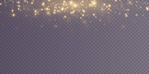 ilustraciones, imágenes clip art, dibujos animados e iconos de stock de polvo dorado luz png. bokeh luces de luz efecto fondo. fondo de polvo brillante de navidad confeti bokeh brillante y textura de superposición brillante para su diseño. - luces navidad