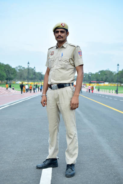 New Delhi, India - 17 September 2022 : Portrait of Indian policeman in Uniform