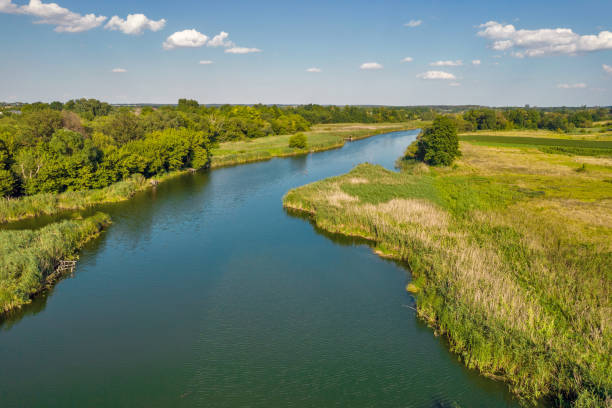 istock Drone view over summer river Ros landscape, Ukraine. 1428089788