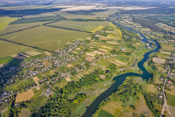 istock Drone view over summer river Ros landscape, Ukraine. 1428089793