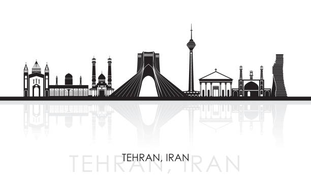 illustrations, cliparts, dessins animés et icônes de silhouette skyline panorama de la ville de téhéran, iran - téhéran