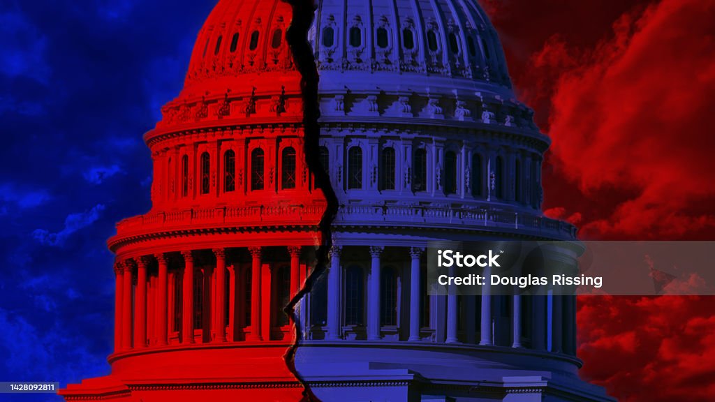 American Politics - Congress Republicans and Democrats - Partisan Politicians Capitol Building - Washington DC Stock Photo