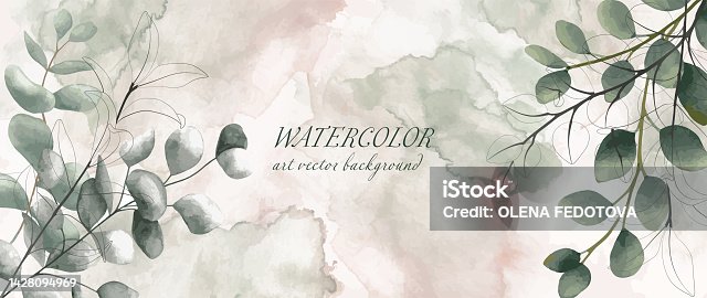 istock Abstract art design watercolor, modern creative minimalist illustrations. Vector. 1428094969