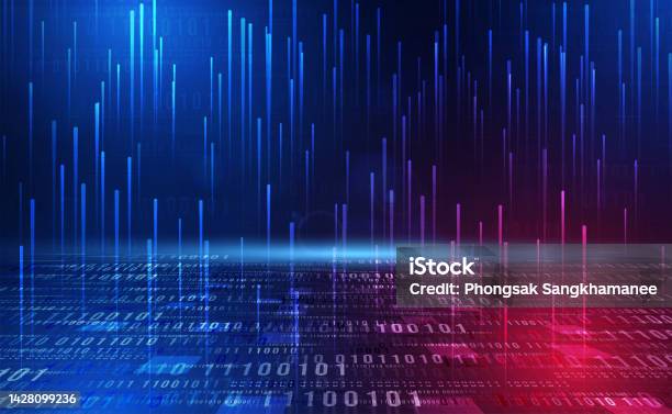 Digital Technology Binary Code Blue Background Matrix Cyber Technology ...