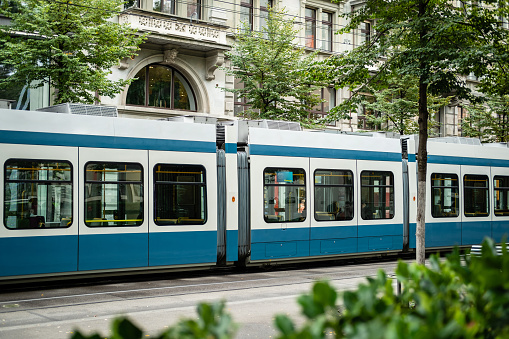 Public transportation in Zurich.