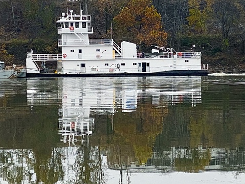 A towboat moves through Little Rock Arkansas