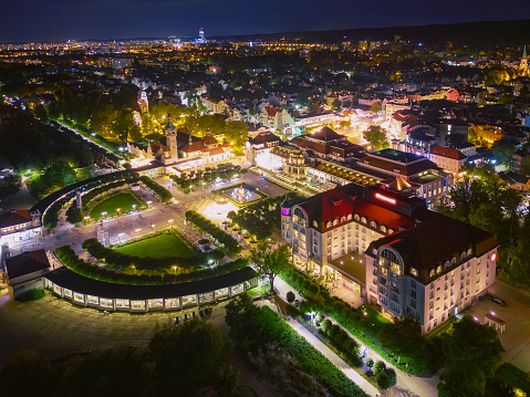 Aerial view of Sopot by night  , Poland
