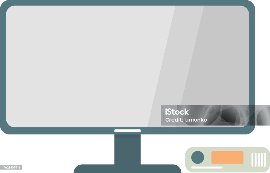 Computer Panel Vector Image Vector Flat Illustration Modern Computer With System Block Isolated ...