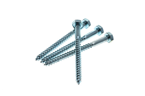 Four screw bolts on a white background