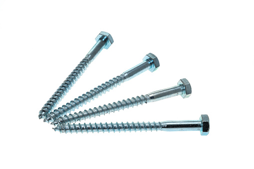 Four screw bolts on a white background
