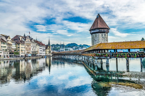 istock Chapel Wooden Covered Bridge Inner Harbor Lucerne Switzerland 1428108303
