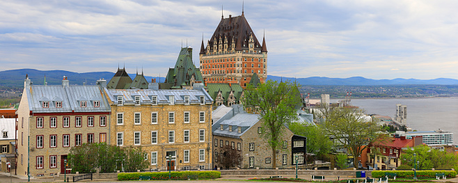 panoramic view of the old Quebec city skyline (Quebec, Canada).