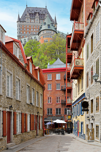 typical cityscape in old town Quebec city (Quebec, Canada).