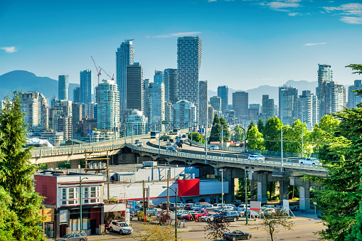view of modern skyscrapers in vancouver,canada.