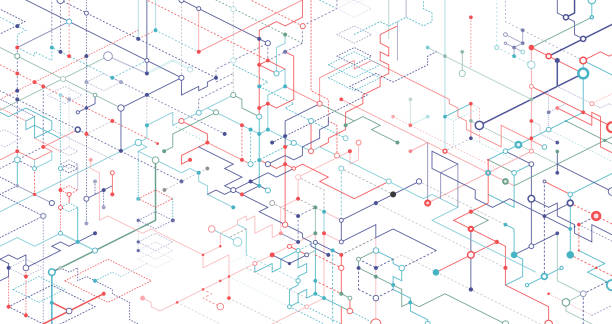 illustrations, cliparts, dessins animés et icônes de résumé blockchain global network contexte - domino électrique
