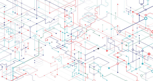 抽象ブロックチェーングローバルネット�ワークの背景 - network connection plug点のイラスト素材／クリップアート素材／マンガ素材／アイコン素材