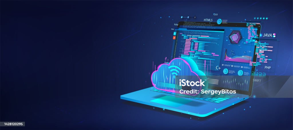Web Coding And Software Development Concept Banner Stock Illustration ...