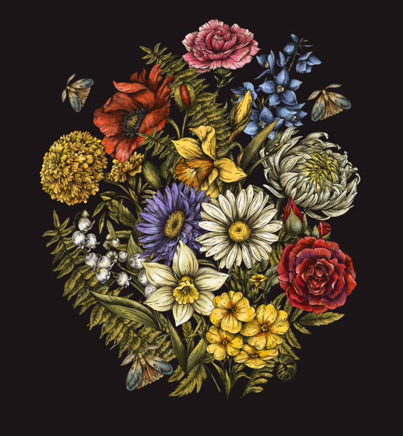 istock Vintage Summer Wildflowers, Classic Botanical Greeting Card 1428122323