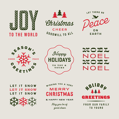 Carefully-made holiday vectors, inspired by mid-century era typography and design.