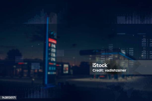 Pompa Bensin Dengan Dispenser Bahan Bakar Dengan Latar Belakang