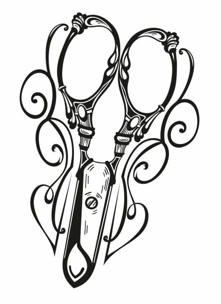 80+ Drawing Of Antique Sewing Scissors Stock Illustrations, Royalty ...