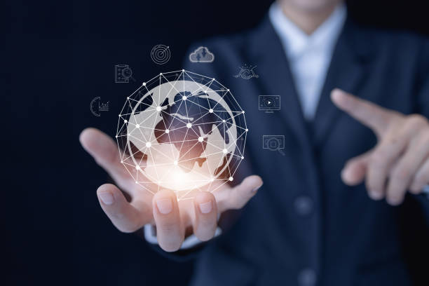 istock Businessman holding globe, Accessing the Technology Internet, multimedia, Storage Network connection Concept And a large database big data Through internet technology. 1428132090