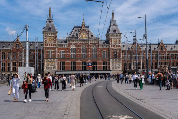 Amsterdam, The Netherlands - 21 June 2022: View of Centraal station in Amsterdam