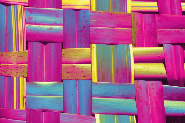 Woven leaves background in a punchy funky modern Pop-Art style.