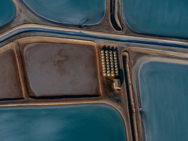 istock Abstract aerial view of salt pans 1428140384