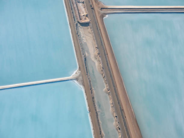 istock Abstract aerial view of salt pans 1428140479