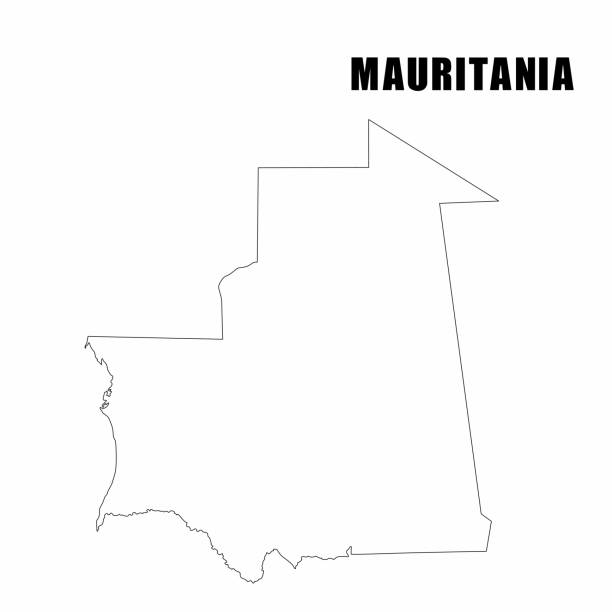 Vector illustration of outline map of Mauritania. High-detail border map. Silhouette of a country map isolated on a white background. Map for infographic and geographic information. mauritania stock illustrations