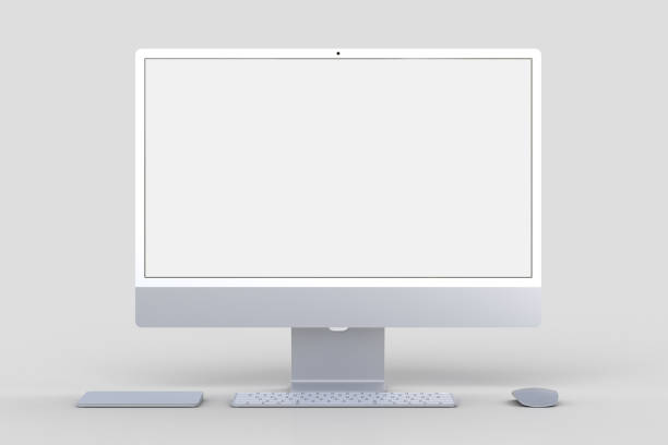 istock Monitor 24 inch mockup Template For presentation branding, corporate identity, advertising, branding business. 3D rendering 1428149385