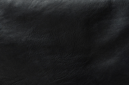 Stack sharp black leather texture background. Skin surface with depth