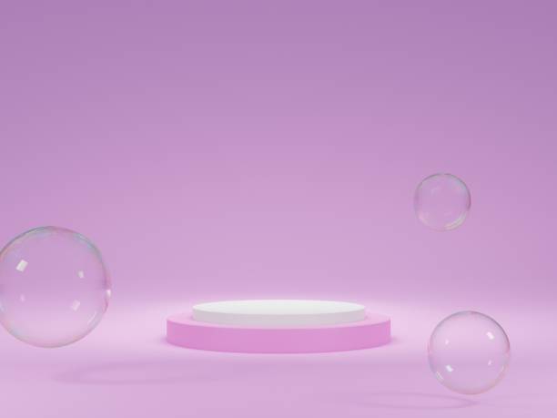 istock 3D rendering podium show cosmetic product bubble geometric 1428150512